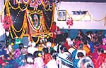 Sri Brahmam giving Satsang during Ramana Maharshi Jayanti Celebration. Click to enlarge photo.